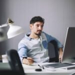 handsome businessman working in office